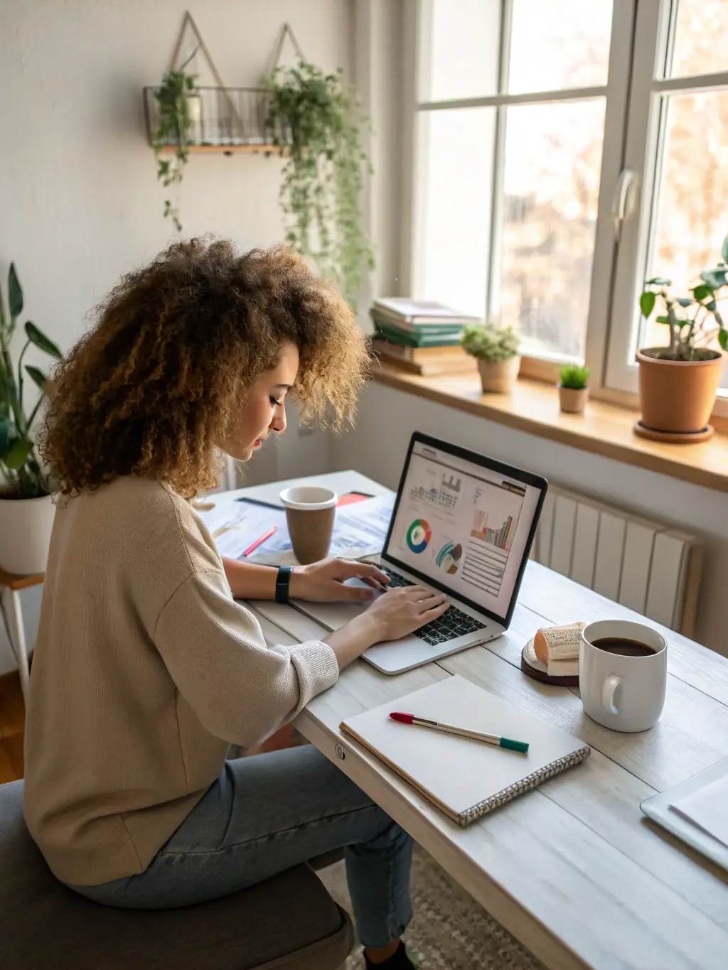 A focused individual working on a budget spreadsheet on a laptop, representing the budgeting and financial management services offered by One Stop Financial Solutions.