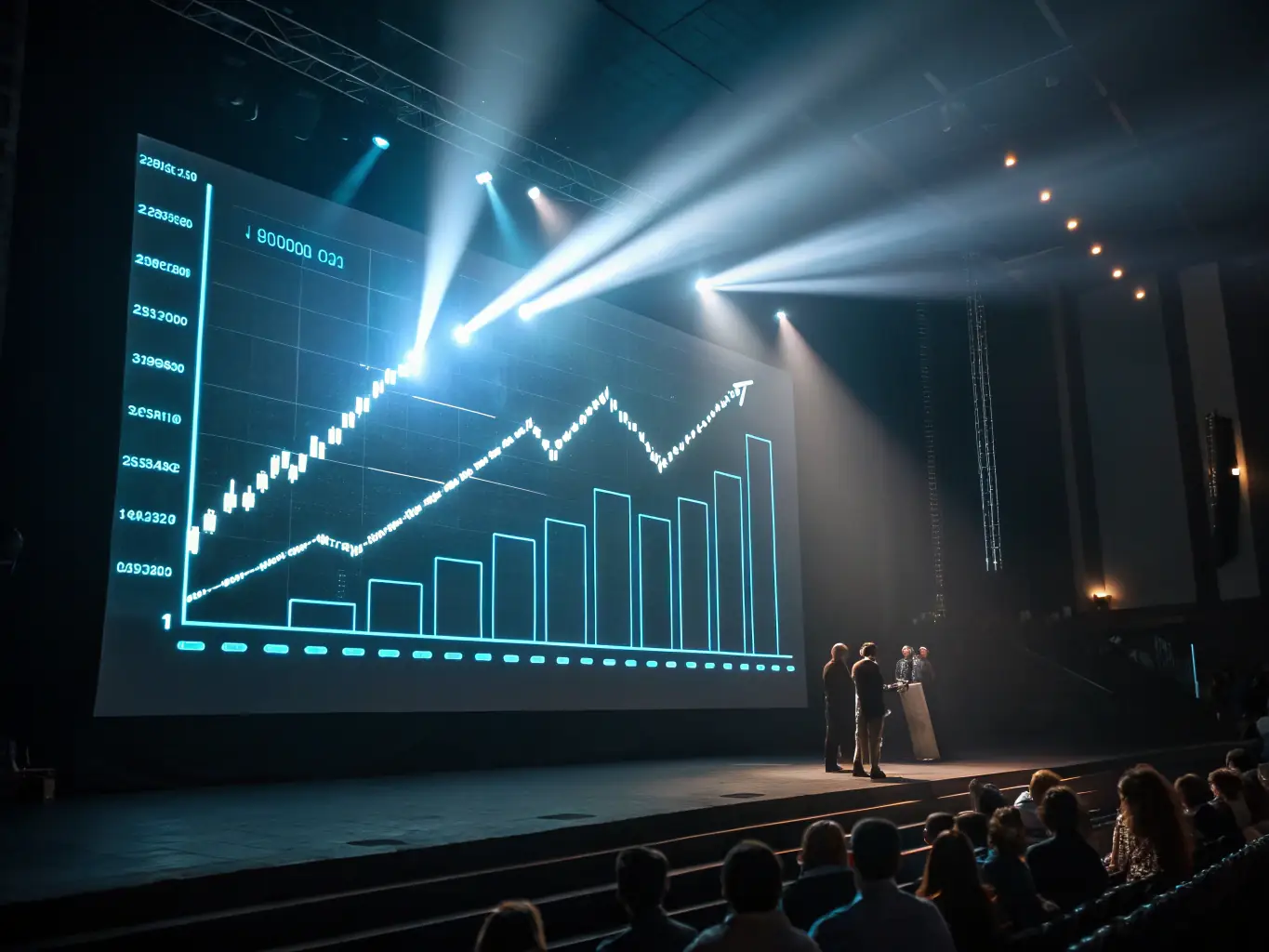 A graph showing upward trends in business growth and financial performance, symbolizing successful financial strategies and planning.