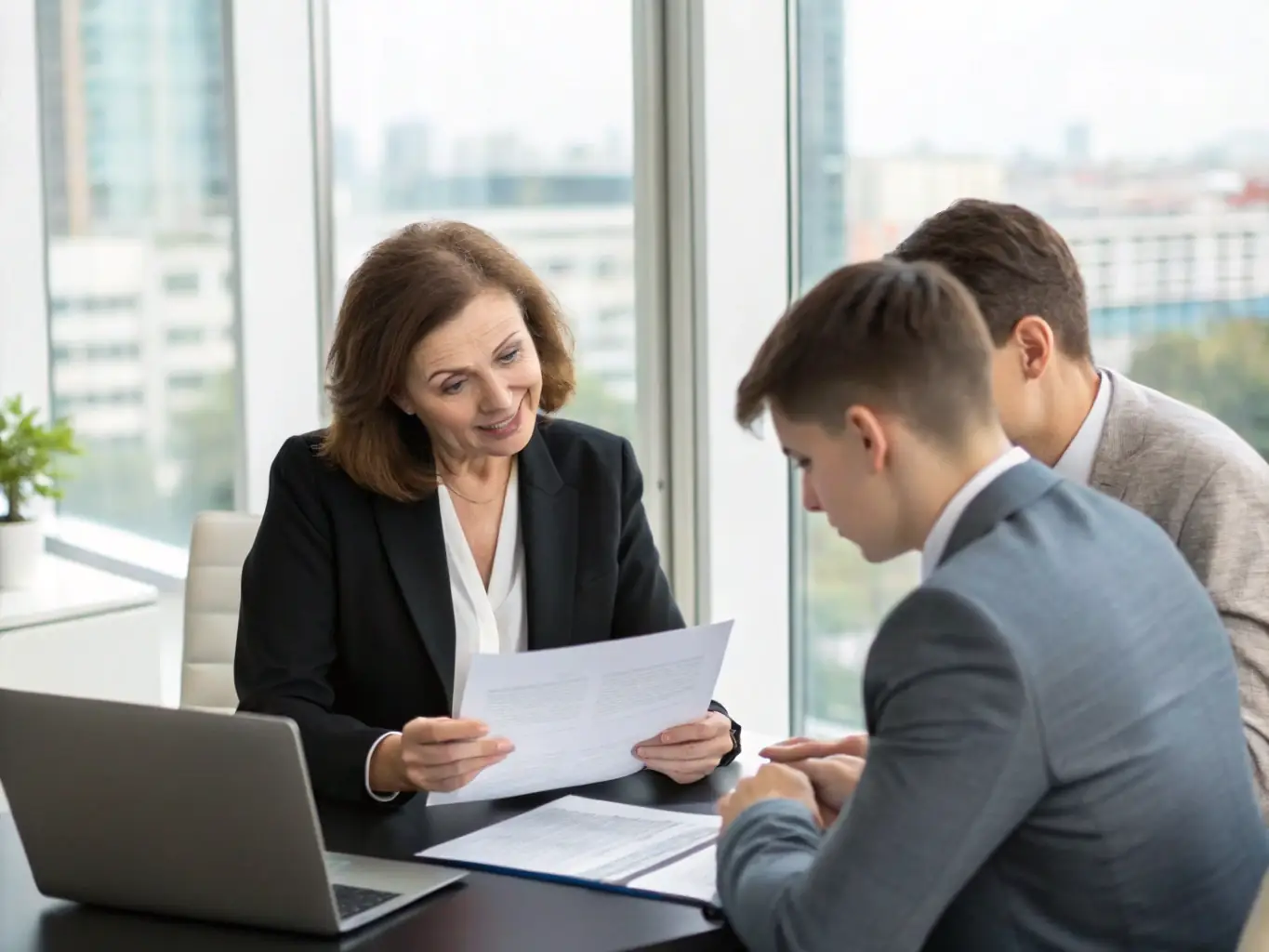 An image of a business owner confidently shaking hands with a financial advisor, representing trust and partnership in achieving financial success.