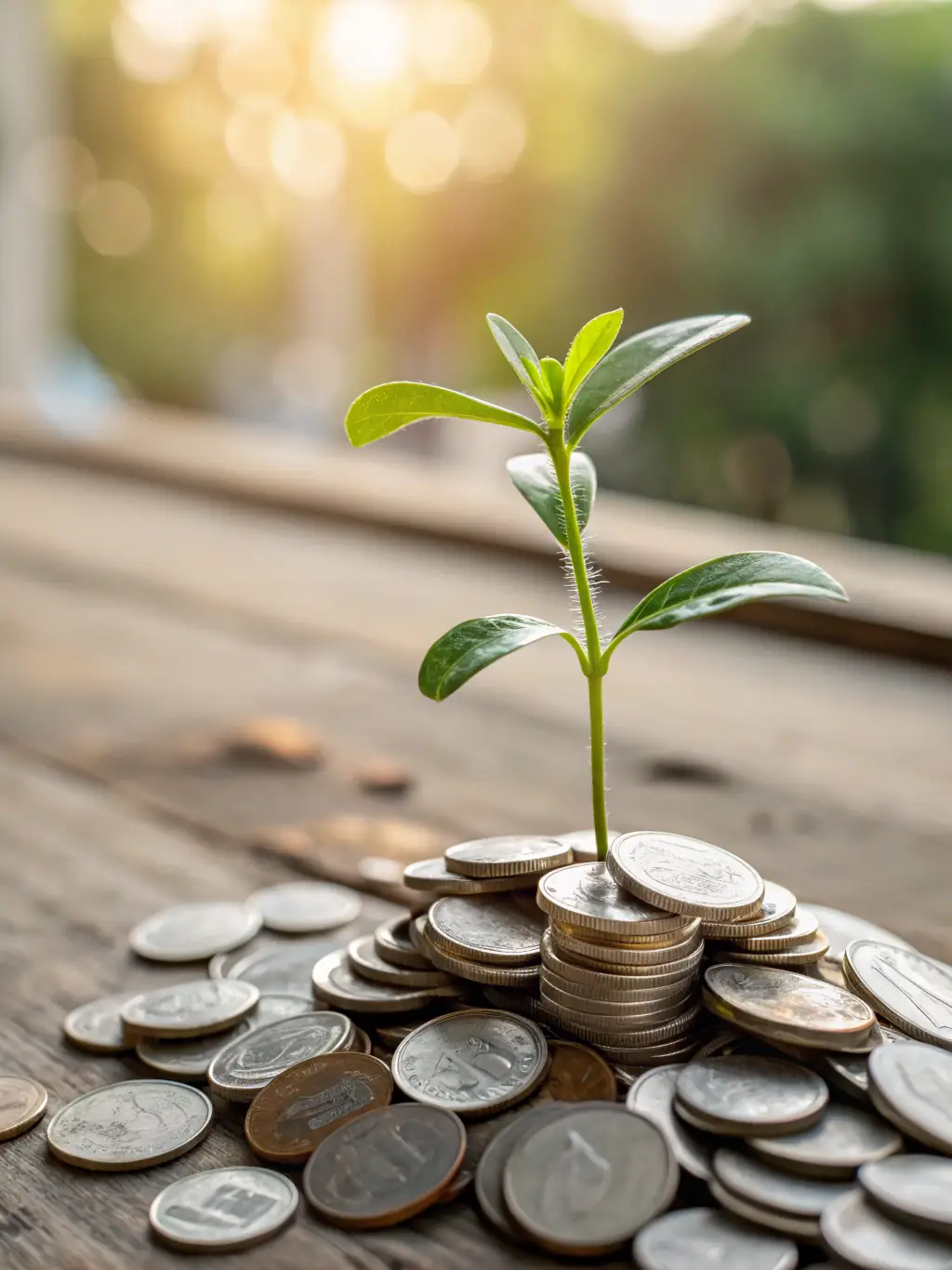 A visual representation of investment growth, such as a plant growing from coins, symbolizing the savings and investment strategies provided by One Stop Financial Solutions.